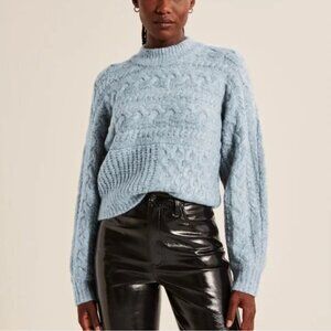 Abercrombie cable crew dolman sweater in blue, small